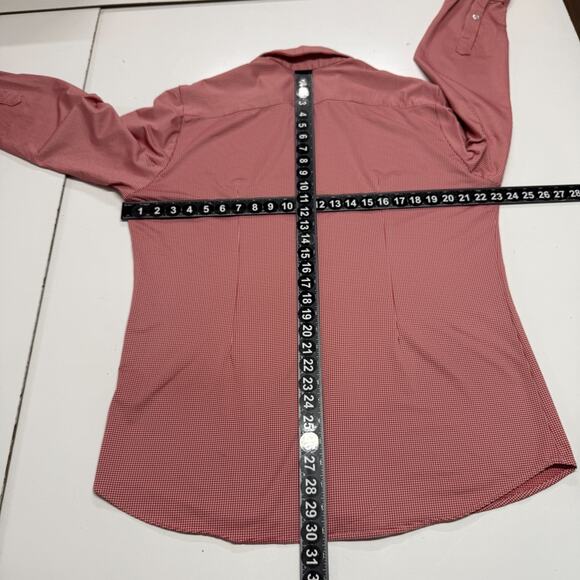 Mizzen + Main Shirt Mens XL Red Trim Fit Traditional Nylon Blend Stretch Preppy - Picture 4 of 10